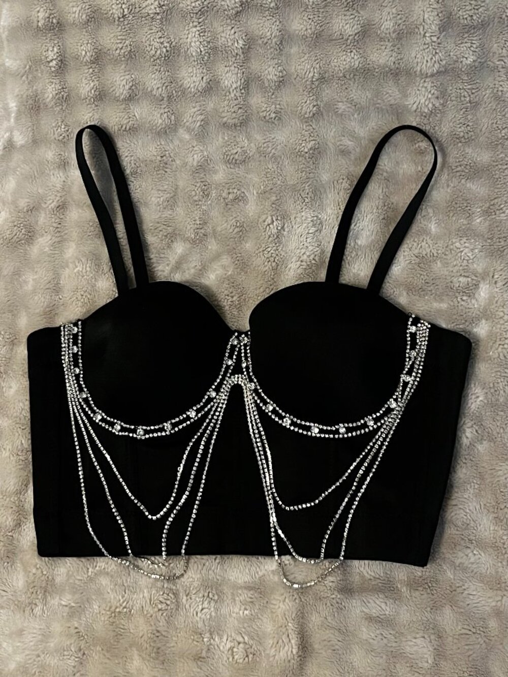 BRAND NEW Black Rhinestone Bustier Corset Top, Jewel Studded Festival & Clubwear